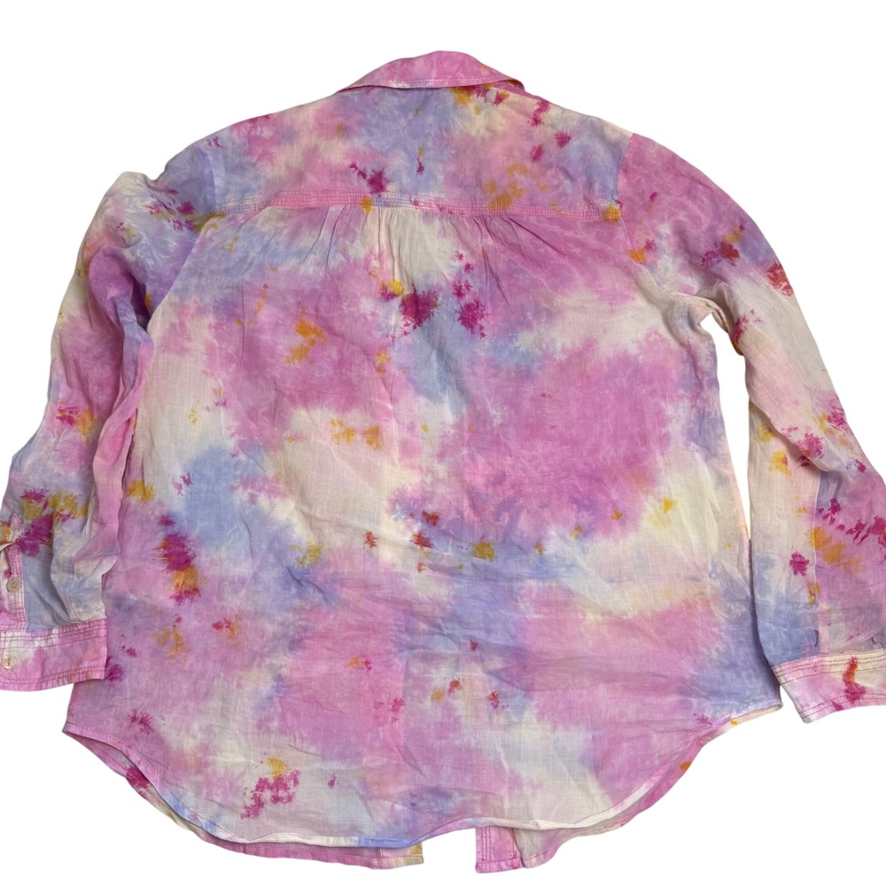 Anthropologie Pilcro Pastel Tie Dye Button Down Shirt Womens S 100% Cotton Boho - Picture 2 of 13
